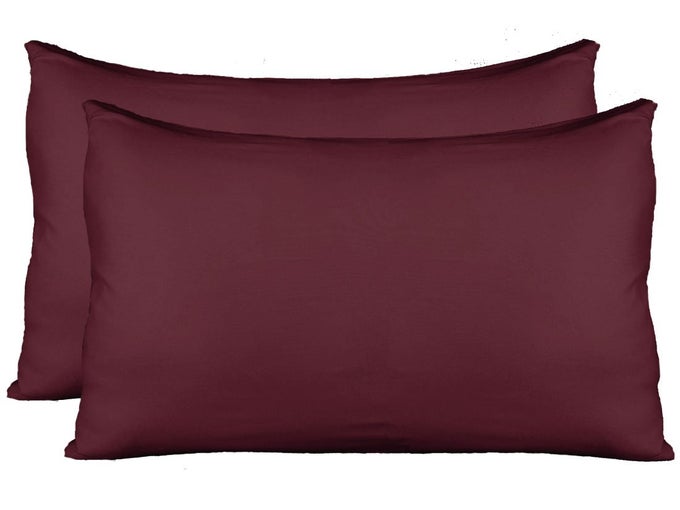 EXTRA SOFT JERSEY KNIT PILLOW CASES STANDARD SIZE WITH HIDDEN ZIPPER SOFT THAN COTTON PACK OF 2 WINE