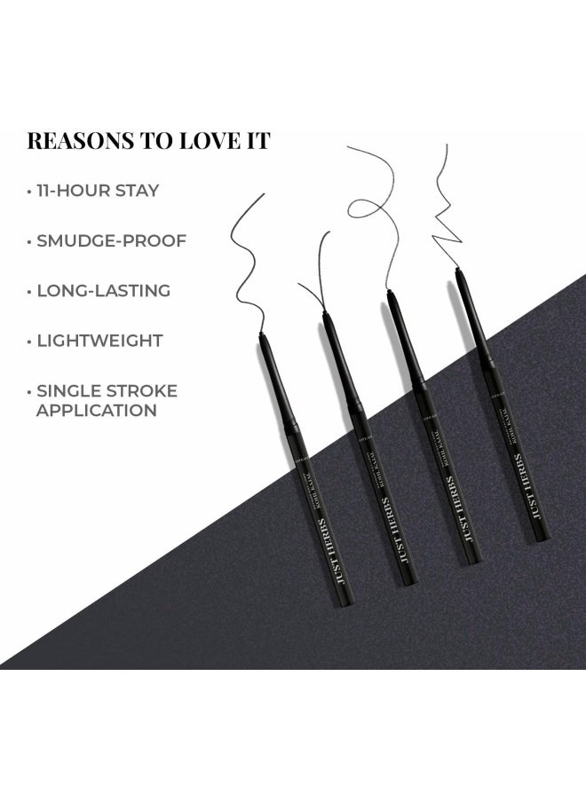 Just Herbs Retractable 2 in 1 Herbal Eyeliner + Kajal with Almond Oil & Vitamin E, 11 Hour Stay, Singlestroke, Smudgeproof & Fadeproof - Black 0.3g  - Image 3