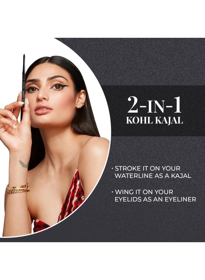 Just Herbs Retractable 2 in 1 Herbal Eyeliner + Kajal with Almond Oil & Vitamin E, 11 Hour Stay, Singlestroke, Smudgeproof & Fadeproof - Black 0.3g  - Image 5