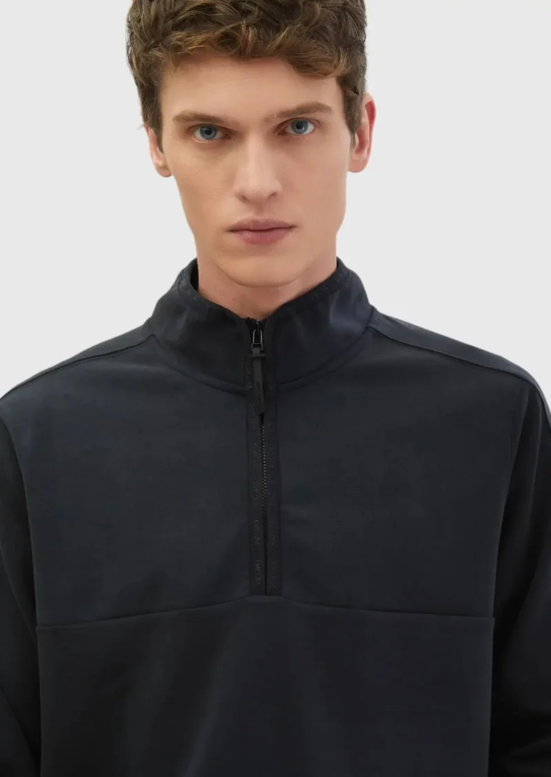 RAMSEY Black Turtleneck Plain Sweatshirt