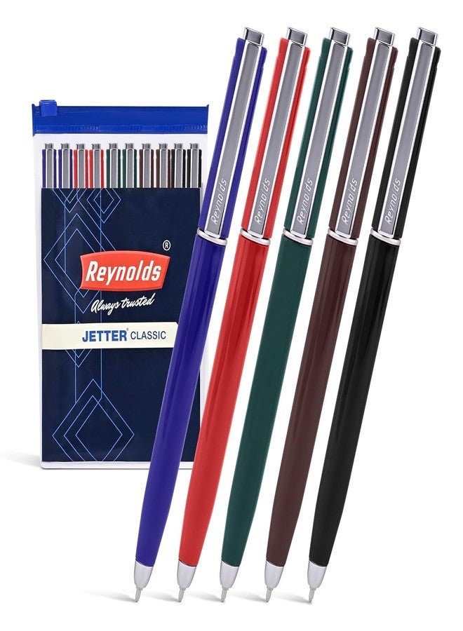 Reynolds JETTER CLASSIC 10 CT POUCH| Smooth Ball Pens, Pen | Long-lasting ball pens | Professional Ball pens with superior writing experience| Ball Pens for swift writing | 0.7mm Tip Size - Image 1