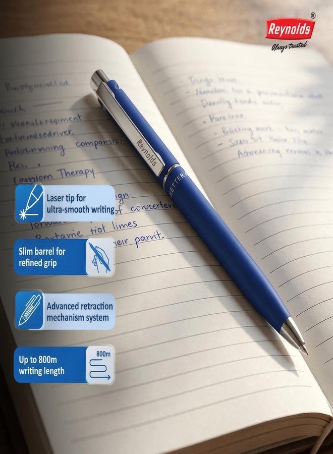 Reynolds JETTER CLASSIC 10 CT POUCH| Smooth Ball Pens, Pen | Long-lasting ball pens | Professional Ball pens with superior writing experience| Ball Pens for swift writing | 0.7mm Tip Size - Image 2