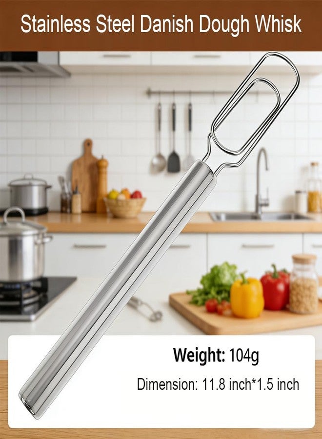 Dewys Danish Dough Whisk – Stainless Steel Flat Dough Hook Mixer for Sourdough Starter Bread Dough Pizza Pastry Cake Batter Hand Mixing Tool - Image 2