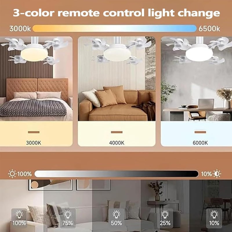 DROON Ceiling Fan LED Ceiling Fan White Flower Blades Remote Control - Image 2