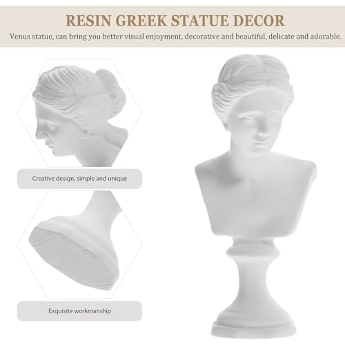 HOMSFOU Greek Statue of David Bust Resin Mythology Sculpture White Roman Pillars Greek Columns David Head Artist Figurine for Roman Bookshelf Tabletop Office Decor - Image 5