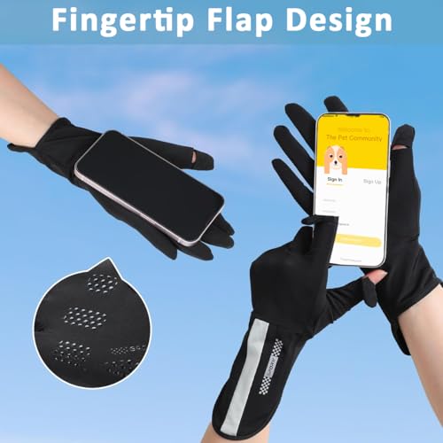 PALAY® Driving Gloves for Women, UV Protection Riding Gloves Women Sun Protection, Ice Silk Fashion Bike Gloves for Summer, Open Finger & Anti-slip Design Black - Image 4