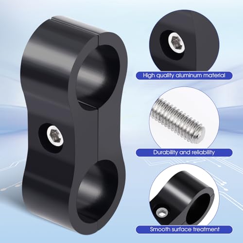 DaisyInner 12 Pcs 6AN Hose Separator Clamp AN6 Fuel Line Mounting Aluminum Brake Clamp Divider Hose Fitting Adapter Fit for 3/8 Fuel, Water Pipe and Gas Line, Black - Image 3