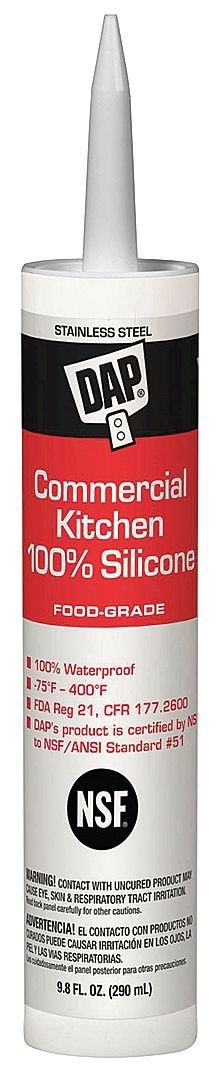 Dap 08660 9.8 oz. Commercial Kitchen 100% Silicone Sealant, Stainless Steel - Image 5