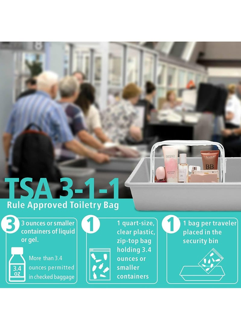 حزمة من 3 أكياس سفر للمستحمامات المعتمدة على TSA للمكياج والمستحضرات الجمالية للنساء، باللون الأبيض - Image 2