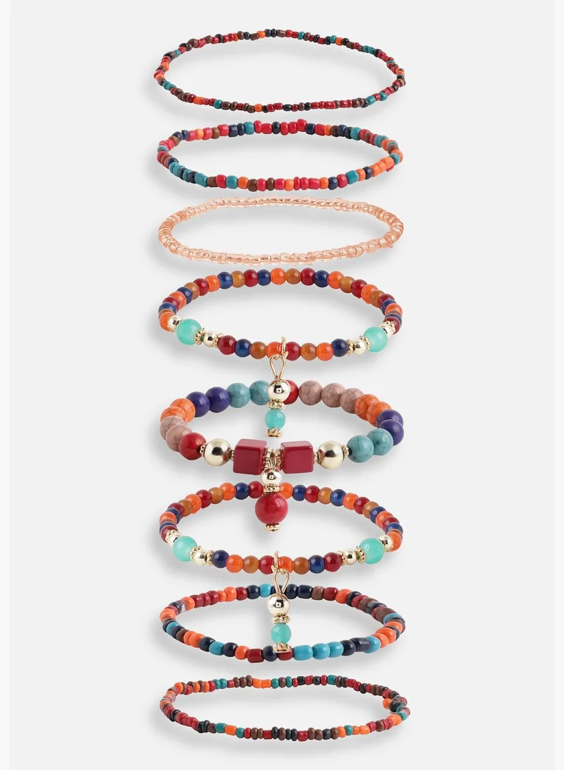 SOHI Set of 9 Trendy Beaded Casual Bracelet For Women