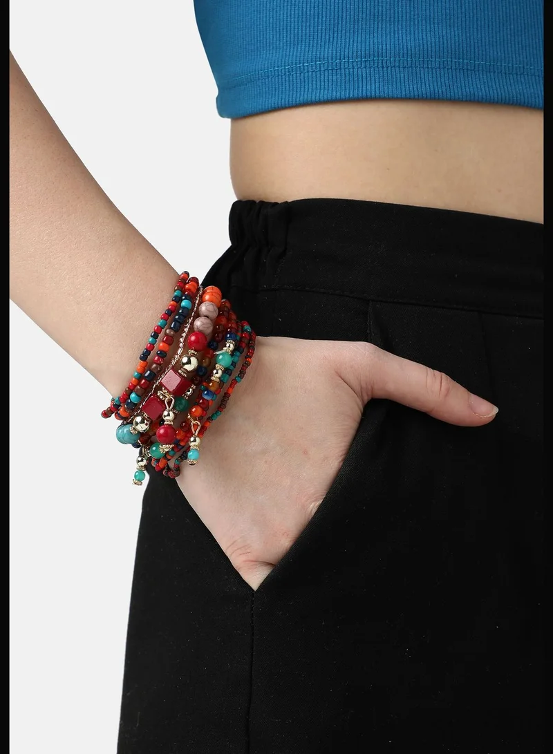 SOHI Set of 9 Trendy Beaded Casual Bracelet For Women