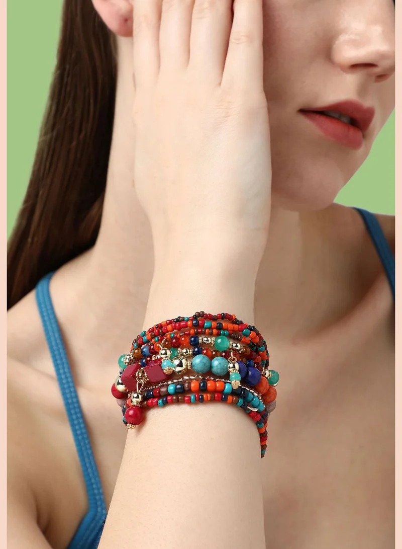 SOHI Set of 9 Trendy Beaded Casual Bracelet For Women
