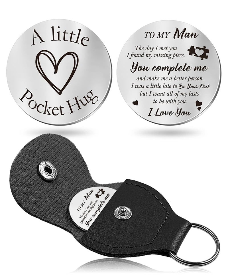 CINDYHE Pocket Hug Token keychain Gifts for Men Women Him Her Dad Mom Son Daughter Brothers Sisters Teacher Boy Girl Friends (To My Man) - Image 1