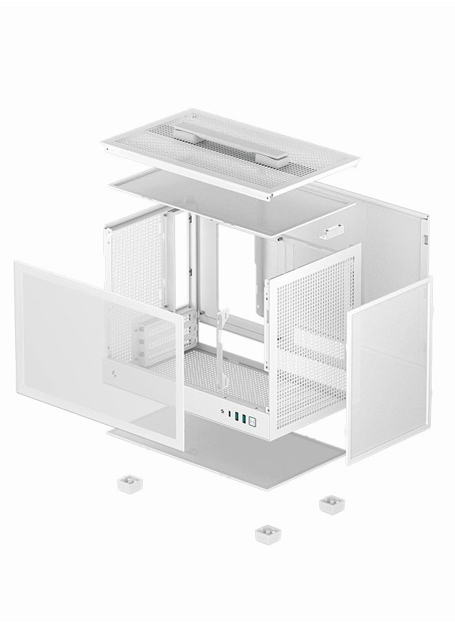 DEEPCOOL - DEEPCOOL Mini-ITX Computer Case, for ITX Motherboard Portable, Excellent Exhaust, Tempered Glass | CH160 | White - Image 1