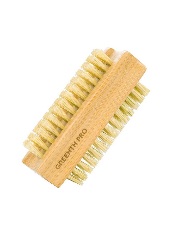 جرينث برو فرشاة أظافر من الخيزران، قطعتان من فرشاة تنظيف الأظافر الخشبية الطبيعية ذات الوجهين من نبات السيزال لأصابع القدم والأظافر، فرشاة تنظيف الأظافر - Image 2