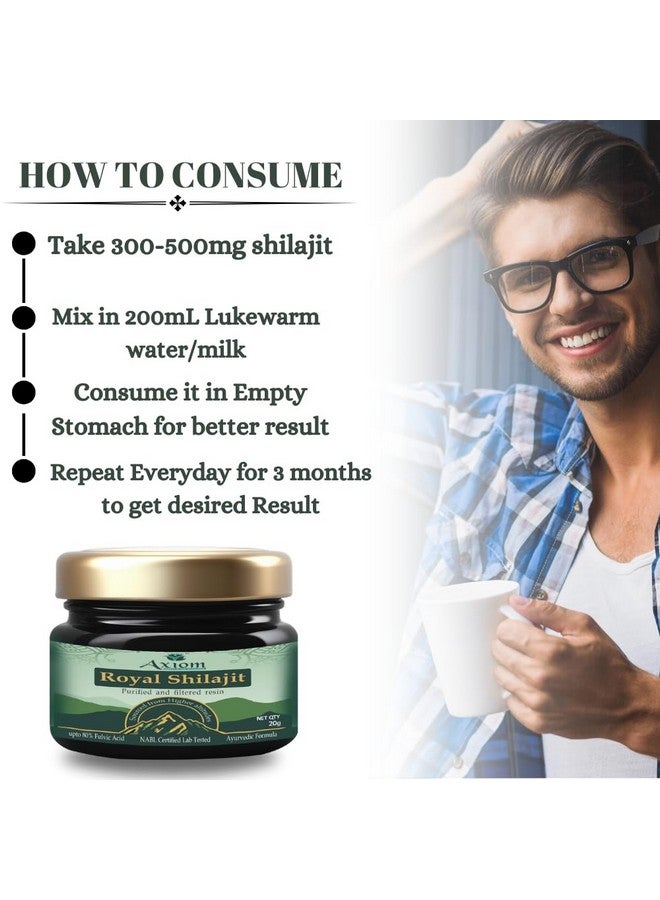 Axiom Royal Shilajit/Shilajeet Resin - 20g | With 80% Fulvic Acid | Helps to Boost Stamina, Energy, Power and Testosterone Levels |100% Ayurvedic - Image 4