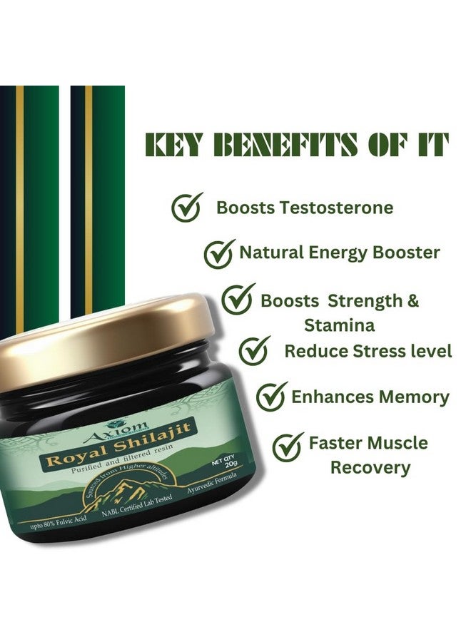 Axiom Royal Shilajit/Shilajeet Resin - 20g | With 80% Fulvic Acid | Helps to Boost Stamina, Energy, Power and Testosterone Levels |100% Ayurvedic - Image 3