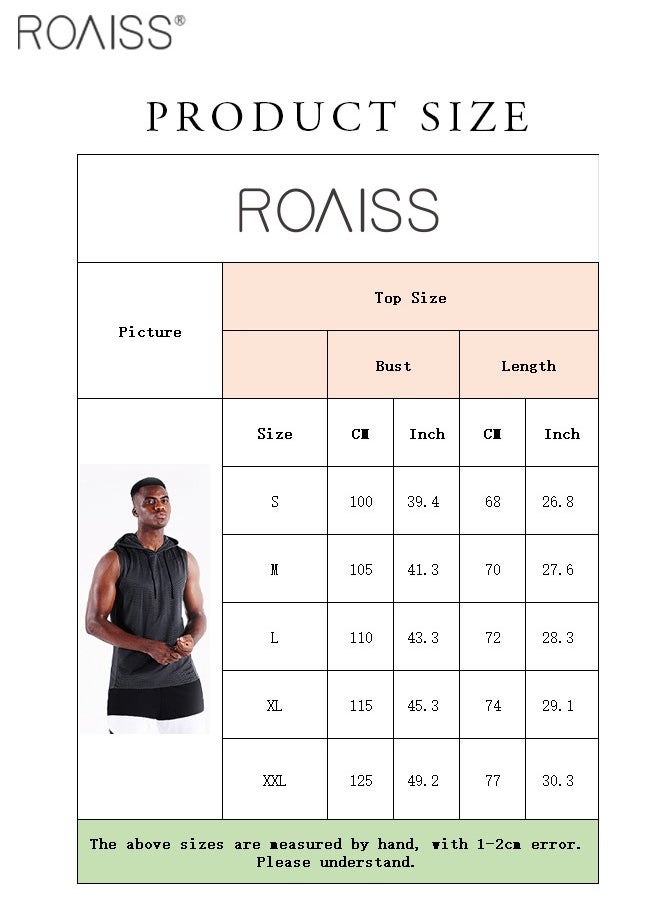 roaiss - Men's Hoodie Vest Fashion Casual Solid Color Fitness Gym Muscle T Shirt Sleeveless Hooded Bodybuilding Tight-Drying Tops - Image 1