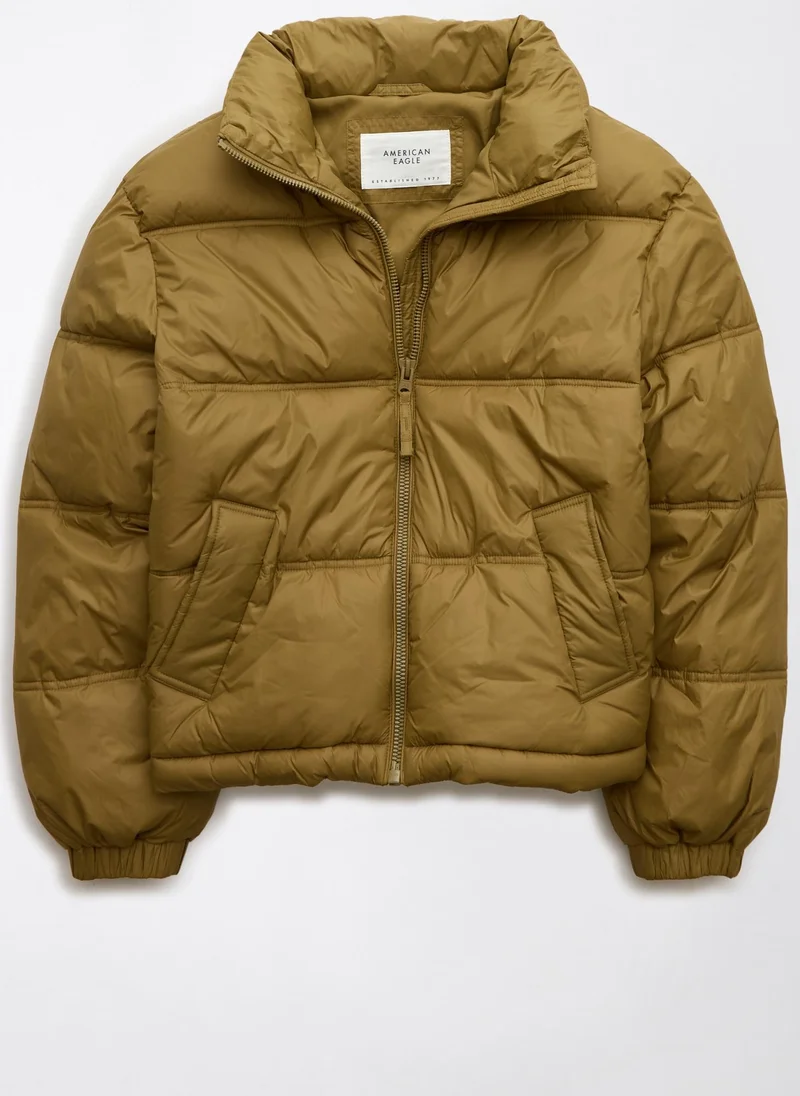 American Eagle Quilted Zip Through Puffer Jacket