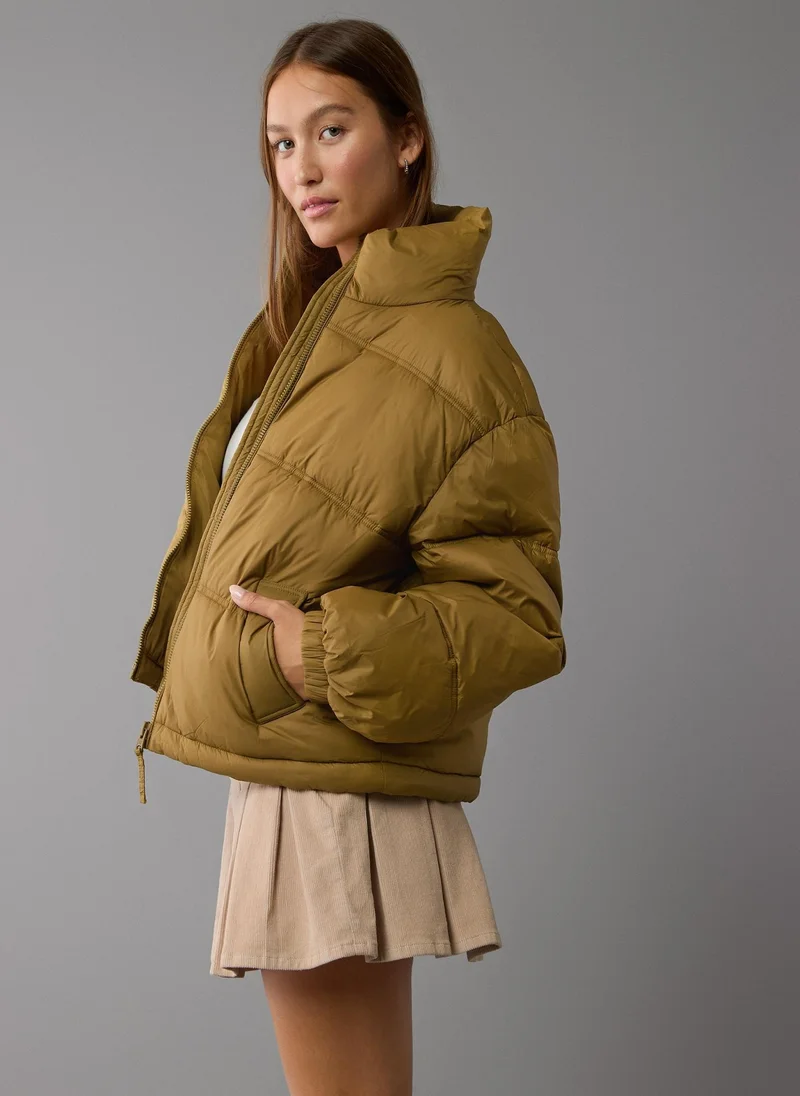 American Eagle Quilted Zip Through Puffer Jacket