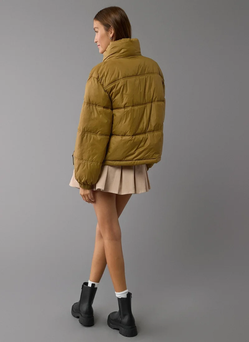 American Eagle Quilted Zip Through Puffer Jacket