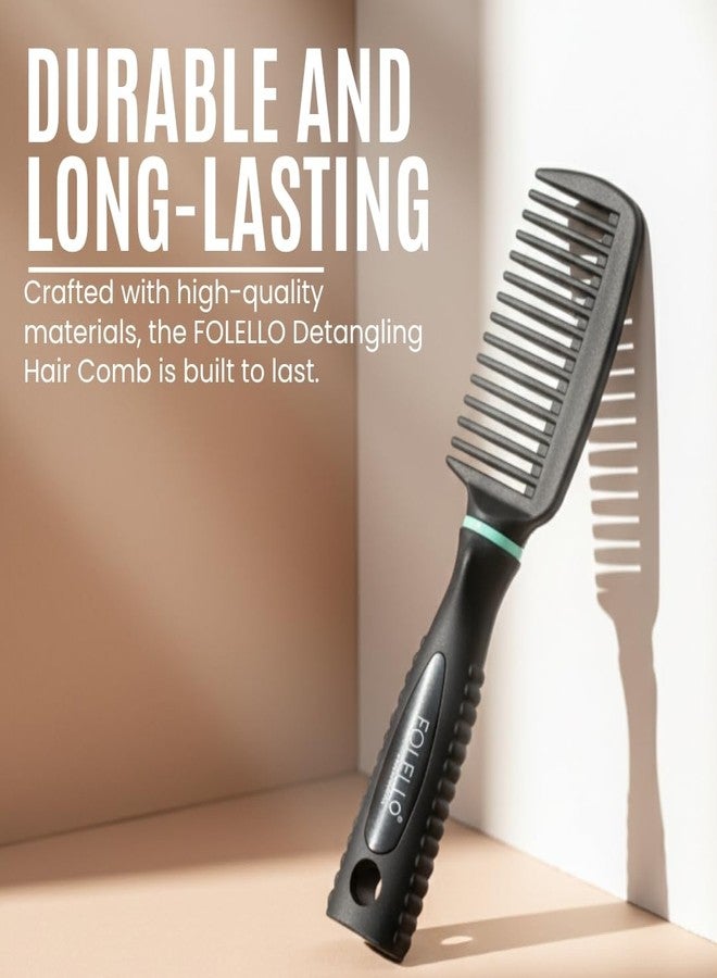 FOLELLO Premium Detangling Hair Comb for Men and Women, Wide Tooth Comb for Salon and Home Use, Detangler Comb for All Hair Types, Barber Comb, Saloon Accessories - Image 4