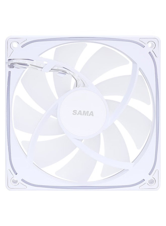 Sama Jingjie 1st Generation Pure White 12cm Case Fan, Argb Infinite Mirror Light, 5v 3p Light Synchronization, Small 4p-pwm Speed Adjustment, Hydraulic Bearing, Standard Shock-absorbing Pad - Image 4