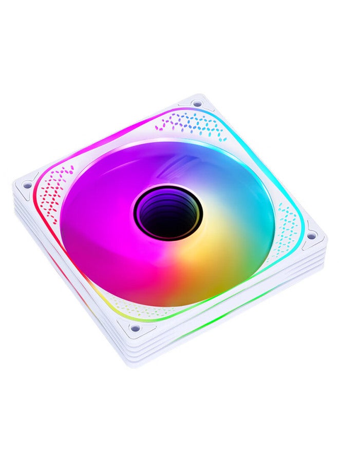 Sama Jingjie 1st Generation Pure White 12cm Case Fan, Argb Infinite Mirror Light, 5v 3p Light Synchronization, Small 4p-pwm Speed Adjustment, Hydraulic Bearing, Standard Shock-absorbing Pad - Image 1