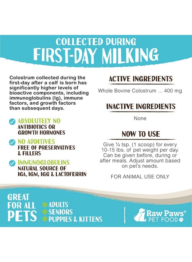 Raw Paws Pet Bovine Colostrum For Dogs Allergies & Immune Support, 5Oz  Made In Usa, Pure Bovine Colostrum Powder For Cats  Bovine Colostrum Dogs Daily Supplement  Colostrum For Puppies & Kittens - Image 4