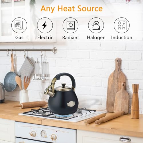 Lazneyru Tea Kettle Stovetop Whistling Kettle Teapot, 3Quart Tea Pot Stainless Steel Teakettle for Stove Top with Heat Proof Ergonomic Handle - Image 4