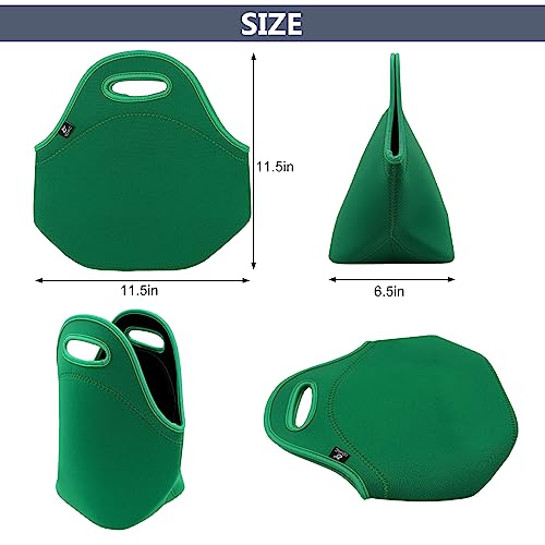 LOVAC Neoprene Lunch Bag, Thick Insulated Lunch Bag - Durable & Waterproof Lunch Tote With Zipper For Outdoor Travel Work (Green) - Image 2