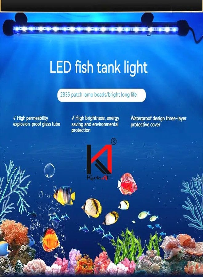 مصباح LED لحوض السمك من KickAt بطول قدمين - مصباح أنبوبي LED أبيض مقاوم للماء وقابل للغمر لحوض السمك | إضاءة موفرة للطاقة تحت الماء لتزيين حوض السمك | مصباح LED ساطع لأحواض المياه العذبة والمالحة - Image 3