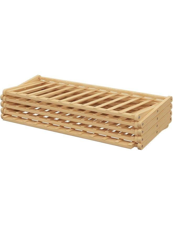 FUMES 5 Tier X-shaped Foldable Wooden Shoe Rack Organizer and Space-Saving Bamboo Shelf - Image 4