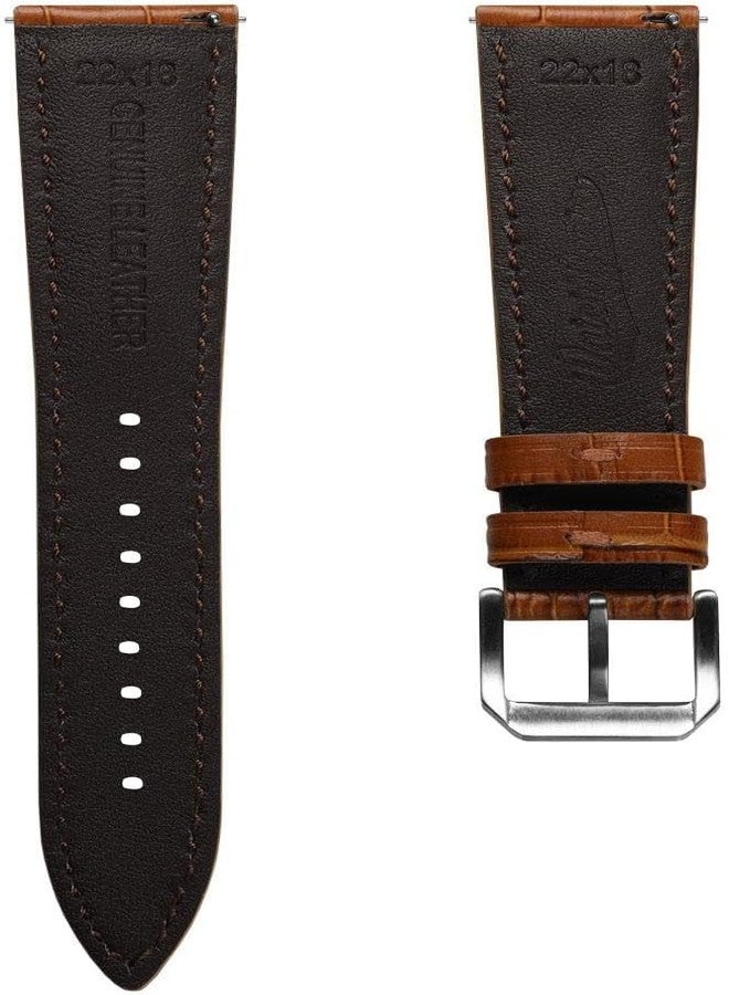 WatchGecko Carolina Gator Genuine Leather Watch Strap, Alligator-Embossed Calf Leather, Padded Design with Quick-Release Spring Bars, Multiple Colours, 20mm, 22mm, 20mm, Leather, No Gemstone - Image 2