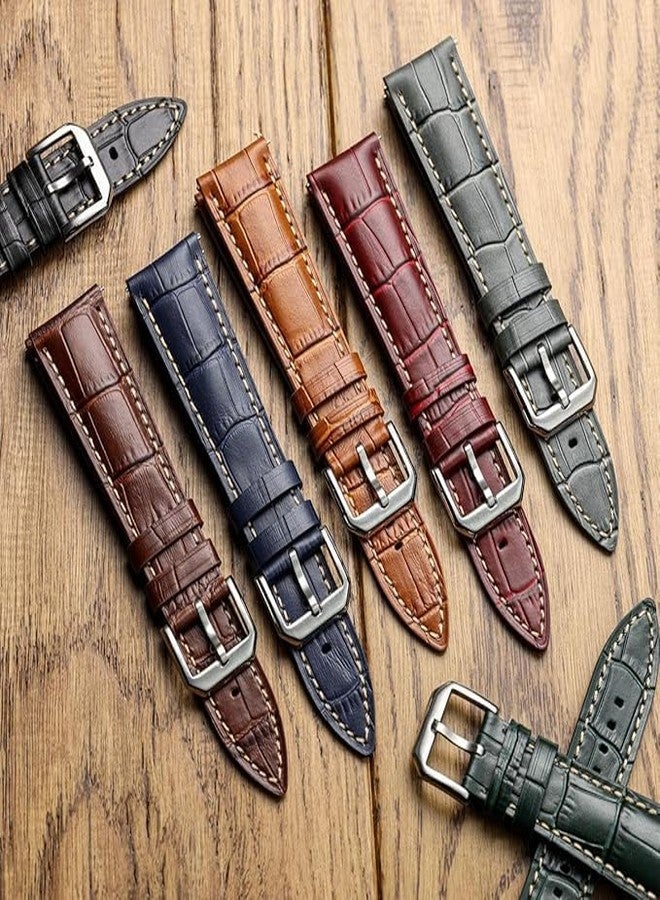 WatchGecko Carolina Gator Genuine Leather Watch Strap, Alligator-Embossed Calf Leather, Padded Design with Quick-Release Spring Bars, Multiple Colours, 20mm, 22mm, 20mm, Leather, No Gemstone - Image 5
