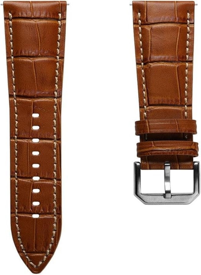 WatchGecko Carolina Gator Genuine Leather Watch Strap, Alligator-Embossed Calf Leather, Padded Design with Quick-Release Spring Bars, Multiple Colours, 20mm, 22mm, 20mm, Leather, No Gemstone - Image 1