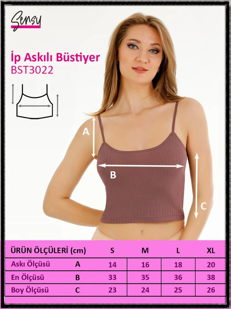 Sensu Women's Corduroy Rope Strap Crop Bustier - BST3022