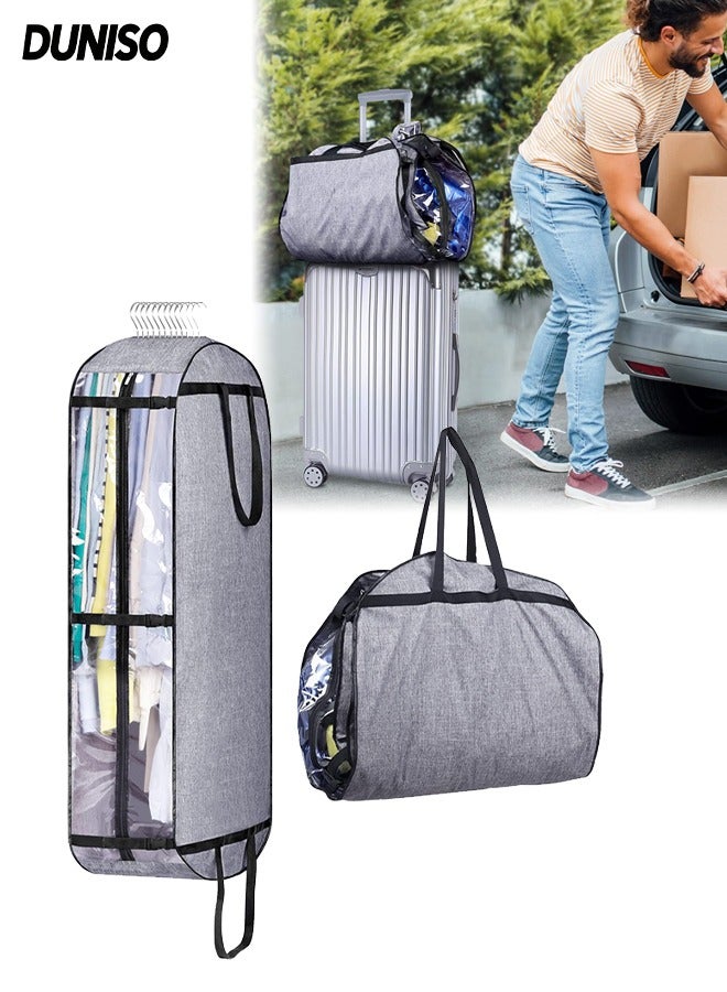DUNISO حقائب الملابس المعلقة لتخزين الخزانة، حقائب متحركة للملابس 50" غطاء سفر للبدل للرجال والنساء، المعطف، الجاكيت، القميص، الملابس - Image 1