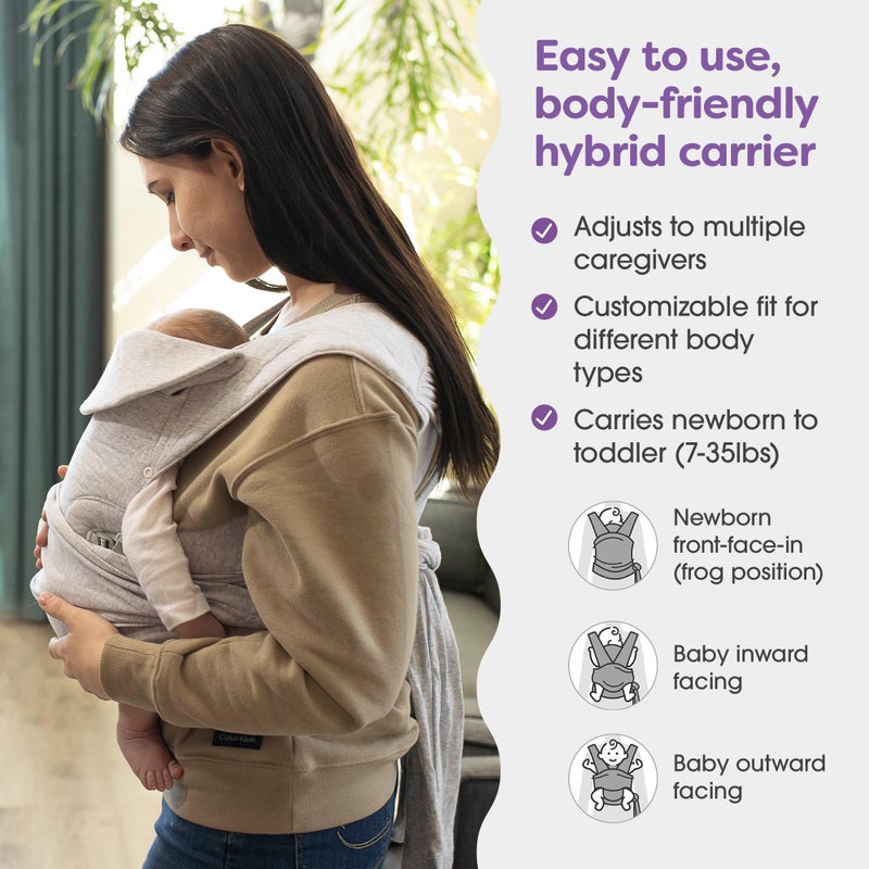 Boppy ComfyGrow Baby Carrier, 7-35lbs, Dove Gray, Newborn to Toddler with 3 Carrying Positions, 3-Stage Adjustable Seat and Head Support, Cotton Fabric - Image 3