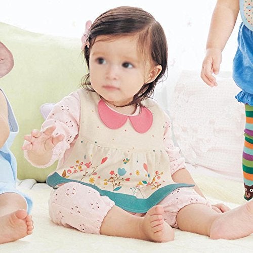 GZMM Baby Girl's Princess Type Waterproof Bibs with Adjustable Snaps,2 Pack - Image 2