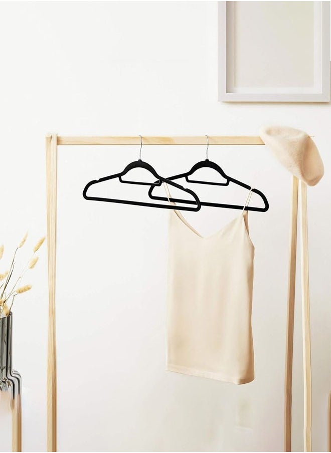 D'HOME 100-Pcs Non-Slip Velvet Suit Hangers - Ultra Thin Space Saving 360 Degree Swivel Hook Strong and Durable Clothes Hangers Hold Up-to 10 Lbs, for Coats, Jackets, Pants, Dress Clothes (100, BLACK)  - Image 3