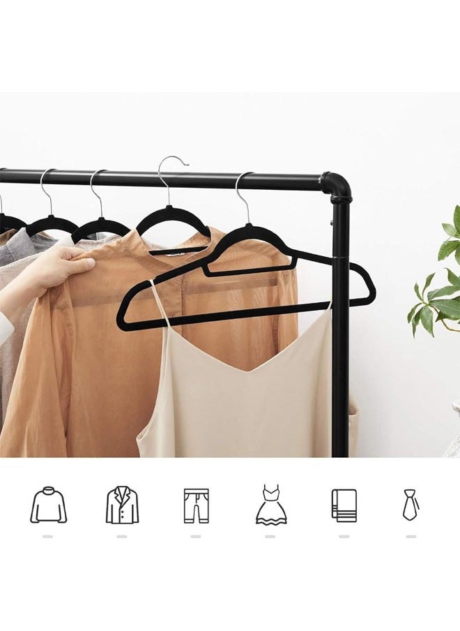 D'HOME 100-Pcs Non-Slip Velvet Suit Hangers - Ultra Thin Space Saving 360 Degree Swivel Hook Strong and Durable Clothes Hangers Hold Up-to 10 Lbs, for Coats, Jackets, Pants, Dress Clothes (100, BLACK)  - Image 5