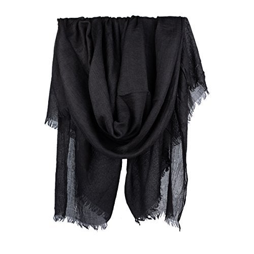 Iristide Womens Long Scarf in Solid Color, Light Weight Large Shawls Wrap for Beach Outdoor Camping Traveling Sunscreen Neckwear 75×43 inch (Black) - Image 1