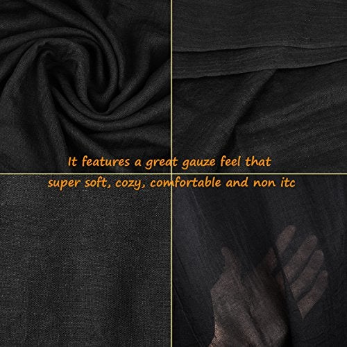 Iristide Womens Long Scarf in Solid Color, Light Weight Large Shawls Wrap for Beach Outdoor Camping Traveling Sunscreen Neckwear 75×43 inch (Black) - Image 5