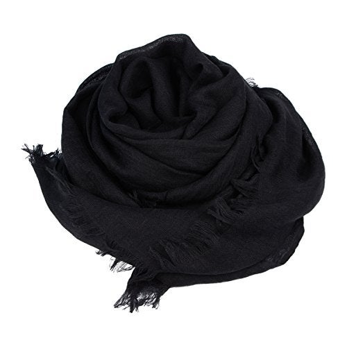 Iristide Womens Long Scarf in Solid Color, Light Weight Large Shawls Wrap for Beach Outdoor Camping Traveling Sunscreen Neckwear 75×43 inch (Black) - Image 4