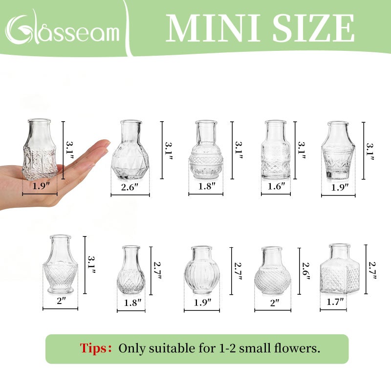Glasseam Small Bud Vases for Centerpieces: 20PCS Mini Clear Glass Vase Set for Flowers Decor Wedding Party Baby Shower Dining - 2.7" Tiny Table Decorations Centerpiece - Image 3