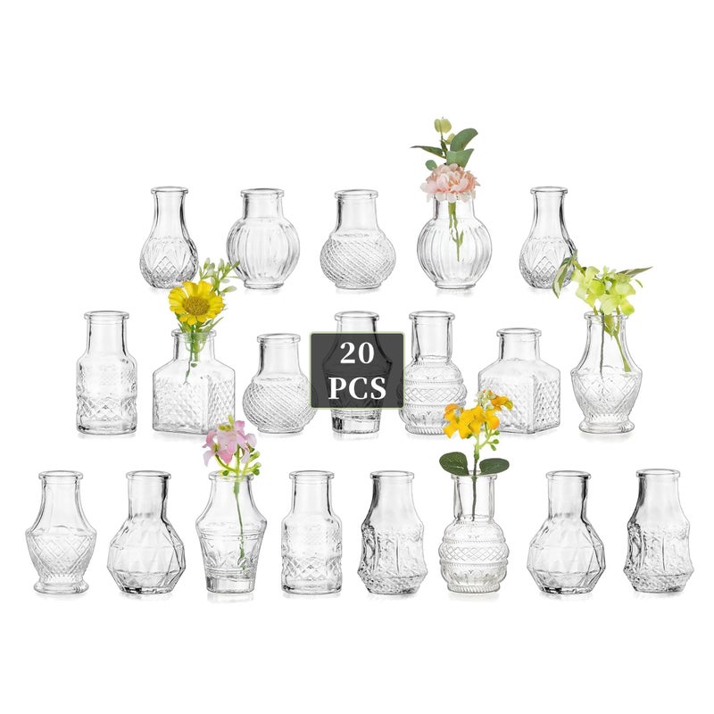 Glasseam Small Bud Vases for Centerpieces: 20PCS Mini Clear Glass Vase Set for Flowers Decor Wedding Party Baby Shower Dining - 2.7" Tiny Table Decorations Centerpiece - Image 1