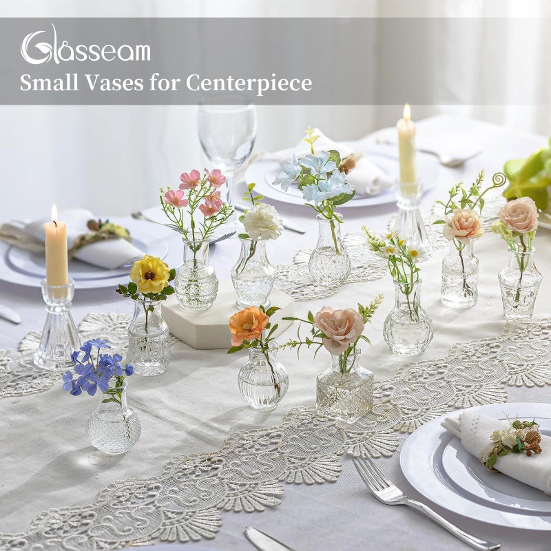 Glasseam Small Bud Vases for Centerpieces: 20PCS Mini Clear Glass Vase Set for Flowers Decor Wedding Party Baby Shower Dining - 2.7" Tiny Table Decorations Centerpiece - Image 5