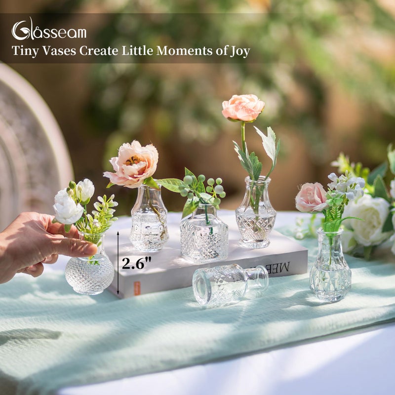 Glasseam Small Bud Vases for Centerpieces: 20PCS Mini Clear Glass Vase Set for Flowers Decor Wedding Party Baby Shower Dining - 2.7" Tiny Table Decorations Centerpiece - Image 2
