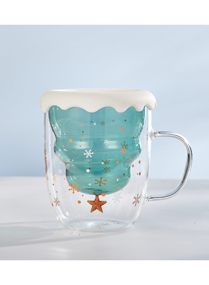 Double Layer Insulated Christmas Cup With Lid Coffee Cup High Borosilicate Glass Cup Wholesale High Temperature Resistant And High Aesthetic Glass Cup  - Image 1